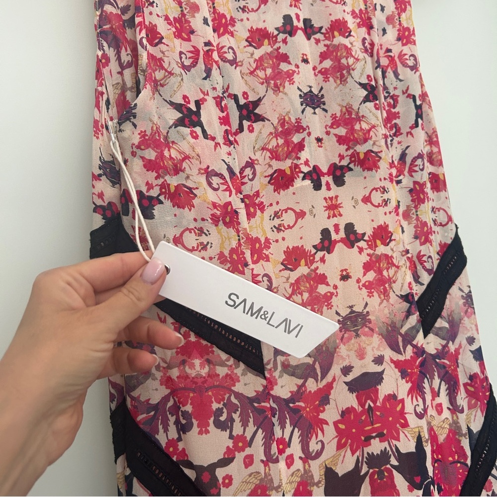 NEW Sam & Lavi pink sleeveless floral midi dress small - Picture 5 of 7